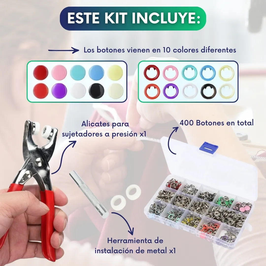 Kit para fijar e instalar botones a presion - 50% DESCUENTO HOY