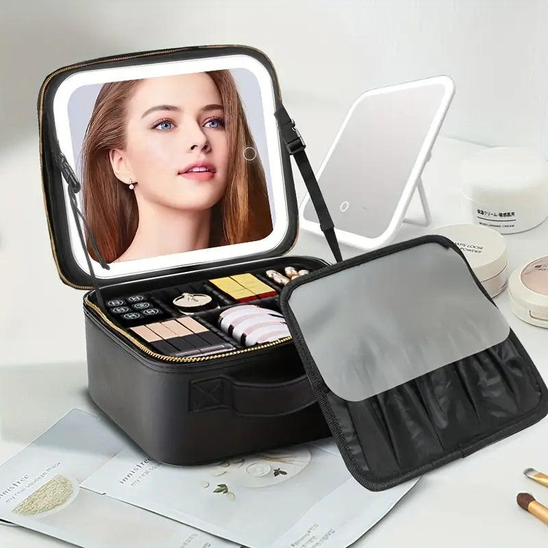 ORGANIZADOR DE MAQUILLAJE CON LUZ Y ESPEJO ¡MAQUILLAJE PERFECTO!