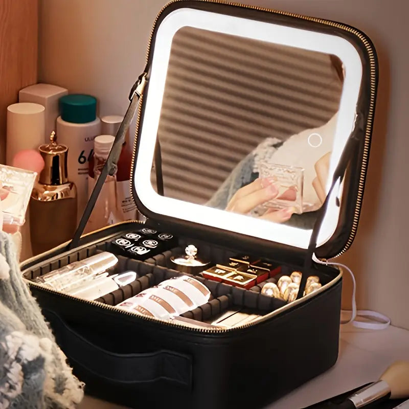 ORGANIZADOR DE MAQUILLAJE CON LUZ Y ESPEJO ¡MAQUILLAJE PERFECTO!