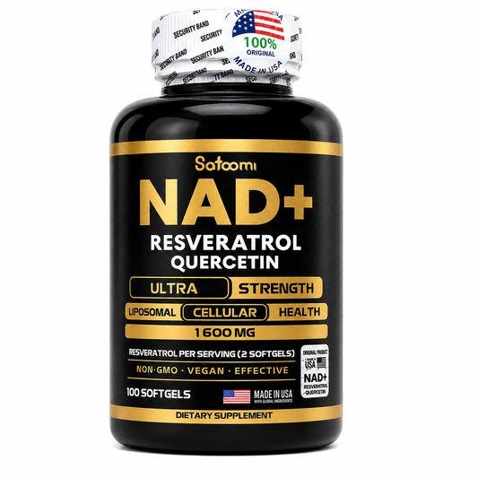 Satoomi NAD+ Resveratrol y Quercetin 1600 mg | Salud Celular y Longevidad (100 Softgels)