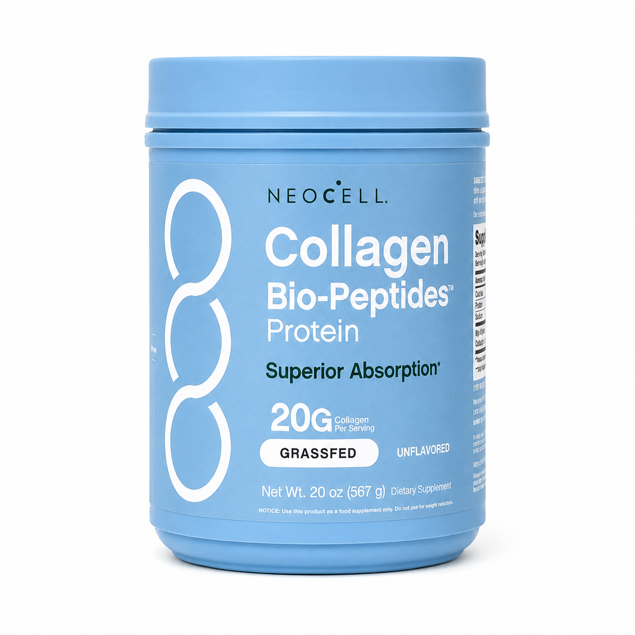 NeoCell Colágeno Bio-Peptides Protein 20g – Máxima Absorción, Grass-Fed (567g)