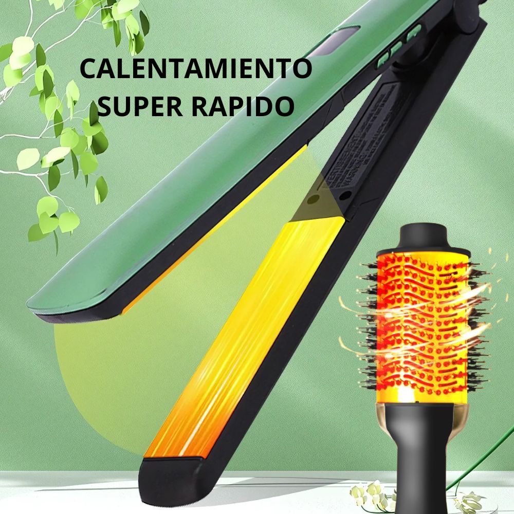 Combo X2 Plancha + Cepillo Secador Aguacate - 50% DESCUENTO