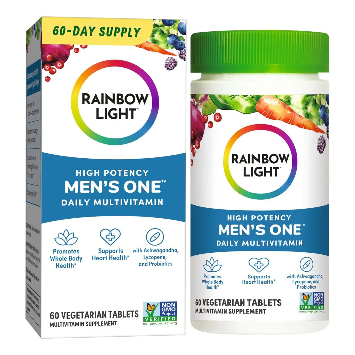 Multivitamínico Diario Hombre Rainbow Light Men’s One (60 Días) – Con Ashwagandha y Probióticos